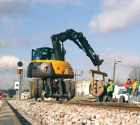 The 714 MW RAIL/ROAD machine is an innovative, sncf certified, versatile excavator ideal for use in railway applications