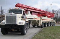 World record: Putzmeister presents the large-boom truck-mounted concrete pump M 70-5